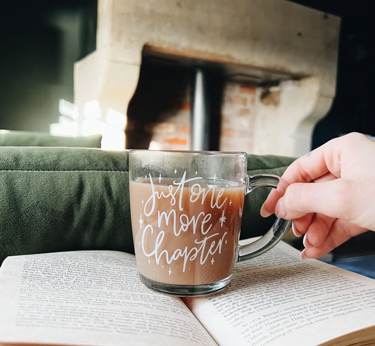 Just One More Chapter Glass Mug // Sample