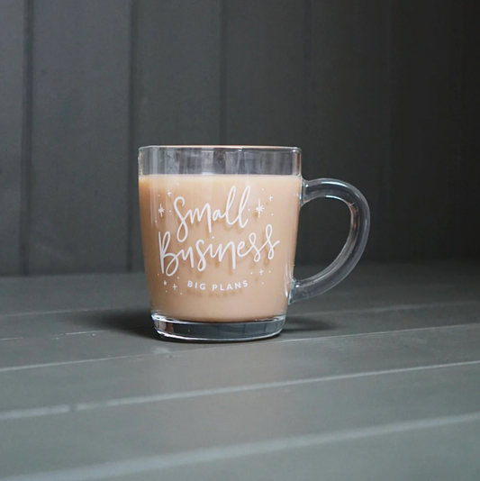 Small Business, Big Plans Glass Mug // Sample